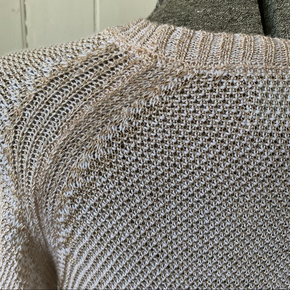 Cynthia Rowley Gold Metallic & White Pullover Raglan Sweater - Picture 5 of 16